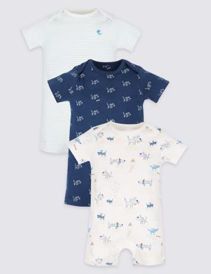 3 Pack Pure Cotton Rompers